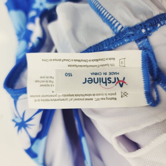 Girls Blue Floral Two-Piece Swimsuit With Ruffle Detail Size 12 - Picture 3 of 6